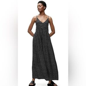 Arket Black and White Polka Dot Spaghetti-Strap Maxi Dress